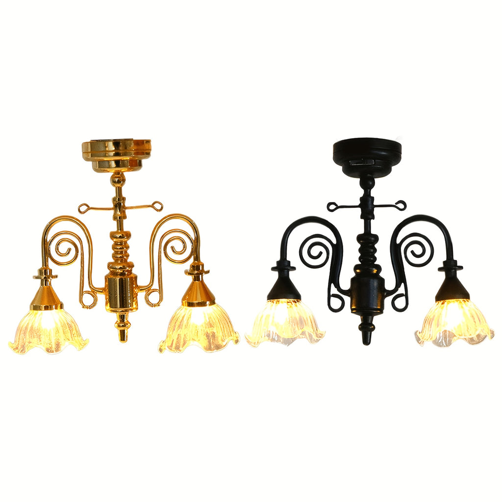 Miniature LED Ceiling Lamp for Dollhouse, Tiny Working Chandelier for Scale Models, Doll House DIY Decoration, Sand Table  Lights, Miniature Luminous Ceiling Lamp