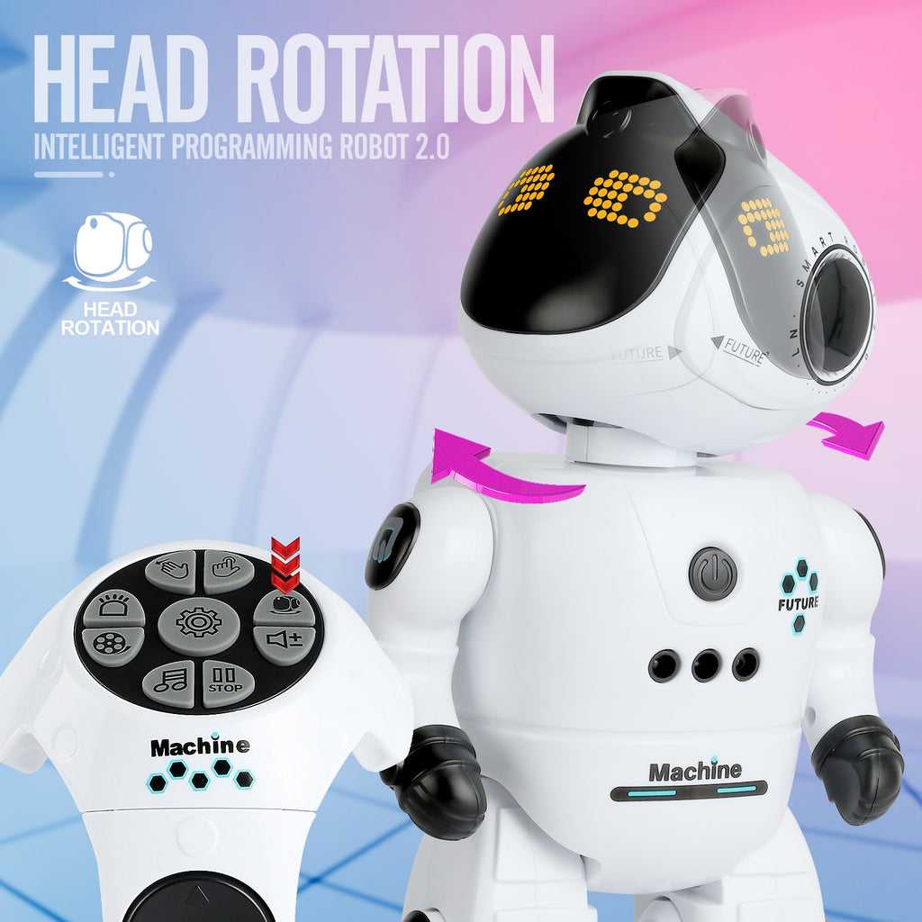 Voice Control Robot Remote Control Robo Toys Infrared RC Robots with Gesture Control LED and Voice Interactive Intelligent Warriors as Gift for Kids