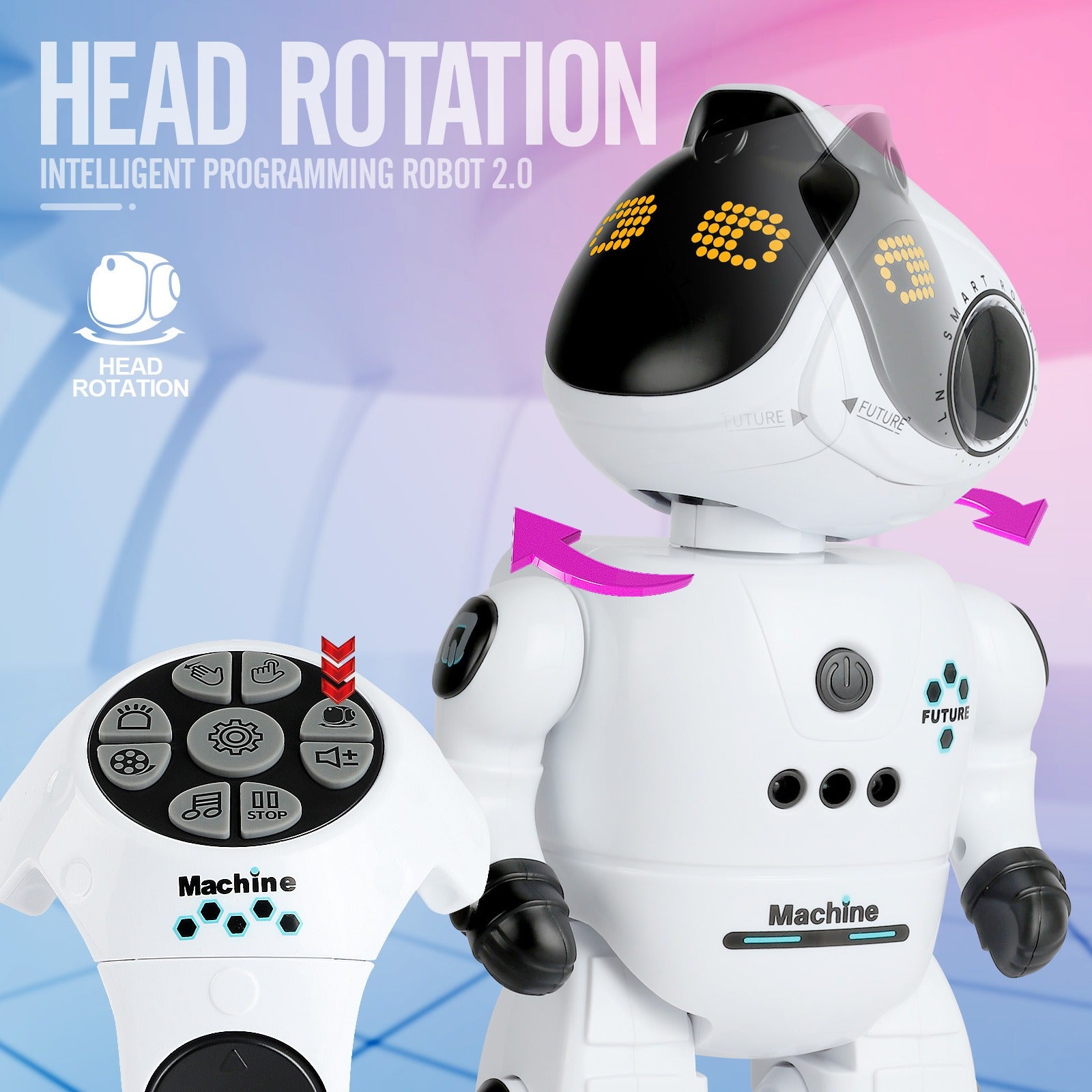 Voice Control Robot Remote Control Robo Toys Infrared RC Robots with Gesture Control LED and Voice Interactive Intelligent Warriors as Gift for Kids