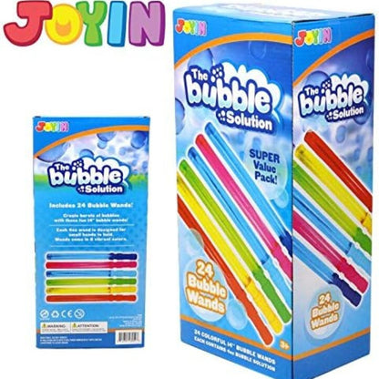 24 Pack 14.6'' Big Bubble Wands Bulk (2 Dozen) for Summer Toy, Outdoor/ Indoor Activity Use, Easter, Bubbles Party Favors Supplies for Kids