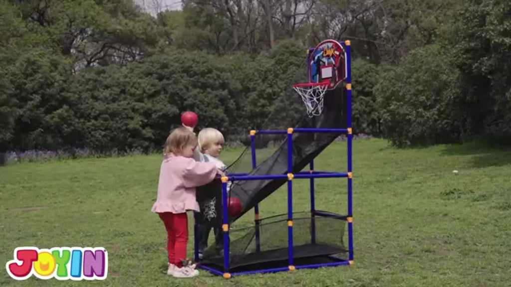 Arcade Basketball Game Set with 4 Balls And Hoop for Kids 3+ Years Old Indoor Outdoor Sport Play - Easy Set Up - Air Pump Included - Ideal for Competition