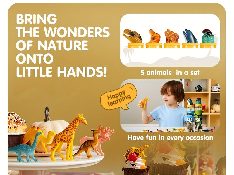 69pcs Small Animal Figures Toys For Kids, 5 Animals In A Set, Nature World Animal Figures, Mini Jungle Toy Set With Sensory Bin, Realistic Wild Animal Kingdom, Zoo, Ocean, Farm Animals Figurines, Dinosaur Party Favors, Cool Christmas Birthday Gifts