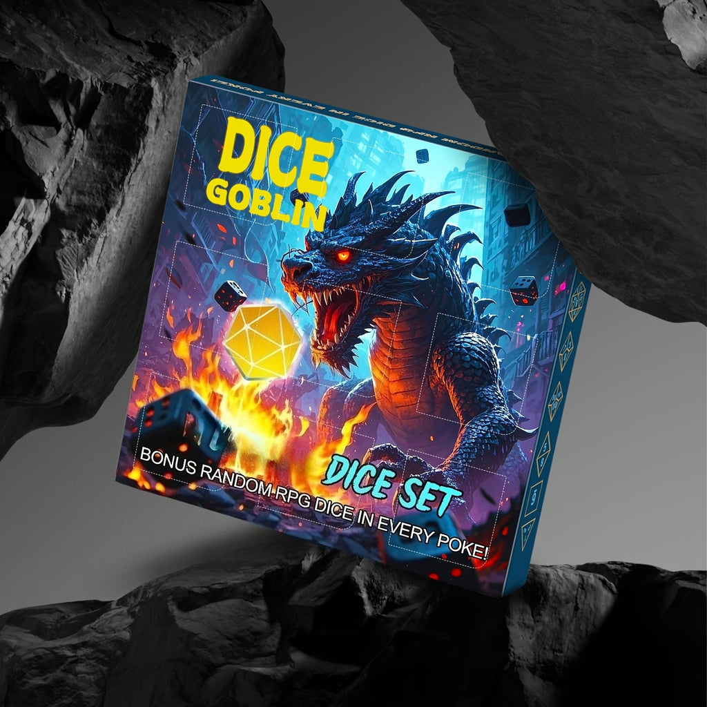 CIARAQ 72pcs/9set Box Of Hole Fun DND Dice, Each Hole Includes Random 7pcs Polyhedral Dice And Random A Creative Pattern Bag For RPG Role-playing Game, These Mystery D&D Dice Set Are Great For DND Players