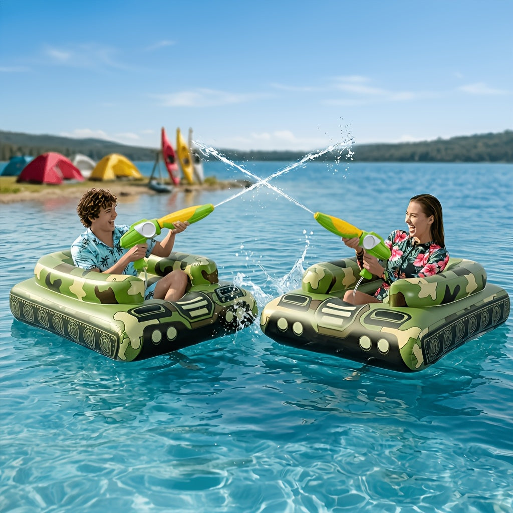 60-Inch XL Inflatable Pool Float, Ride-On Tugboat Raft with Built-in Sprayer, Heavy Duty PVC Floating Lounger, Includes 16-Inch Beach Ball, Splash Water System, Adult Swim Party Oasis, Durable Blow-Up Float for Lake Beach, Puncture-Resistant Mat