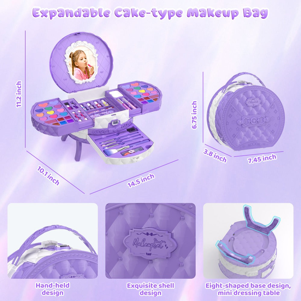 Girls' Makeup Set, Including Dressing Table and Mirror, Princess Gift, Toy, Birthday, Christmas and Halloween Gift, Suitable for Children Aged 3-12.