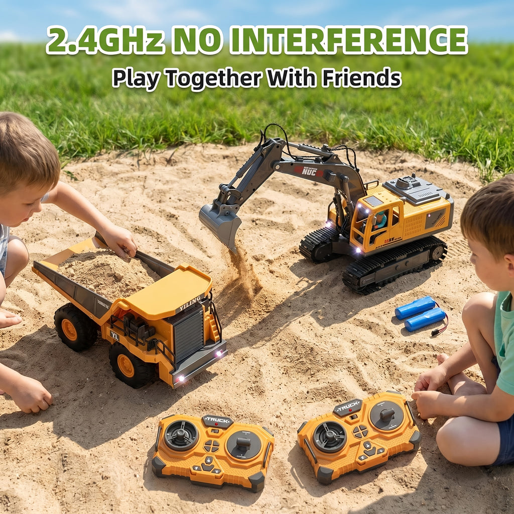 1:24 Alloy RC Excavator, Loader & Bulldozer - 680° Rotation & Working Arm, Forward/Backward/Turning, Realistic Design For Outdoor Sand/Grass Play, Ideal Christmas & Day Gift