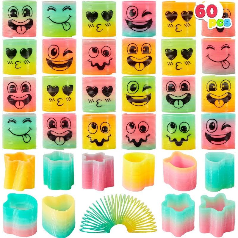 60pcs Spring Rainbow Party Favor, Plastic Toy, Fidget Stress Coil Mini Springs Bulk Toys for Carnival Prize Party, Goodie Bag Stuffers, 60pcs Party Favors for Kids Mini Spring Toys Plastic Coil Rainbow Fidget Toy Party Supplies for Birthday Goodie