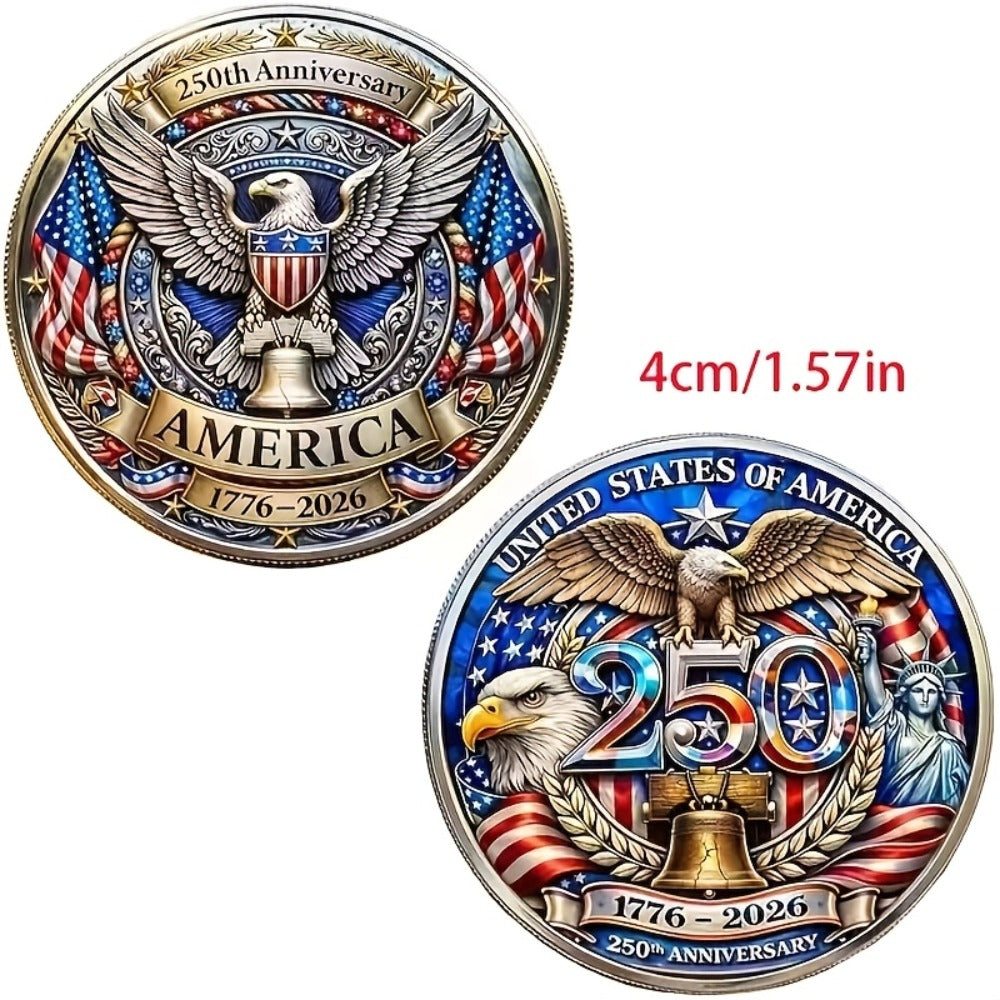 10 US 250Th Anniversary Coins - 1776 - 2026 Anniversary Coins - Collectible Commemorative Coins Featuring Dual Historical Patterns, Commemorative Gifts with a 250-Year History