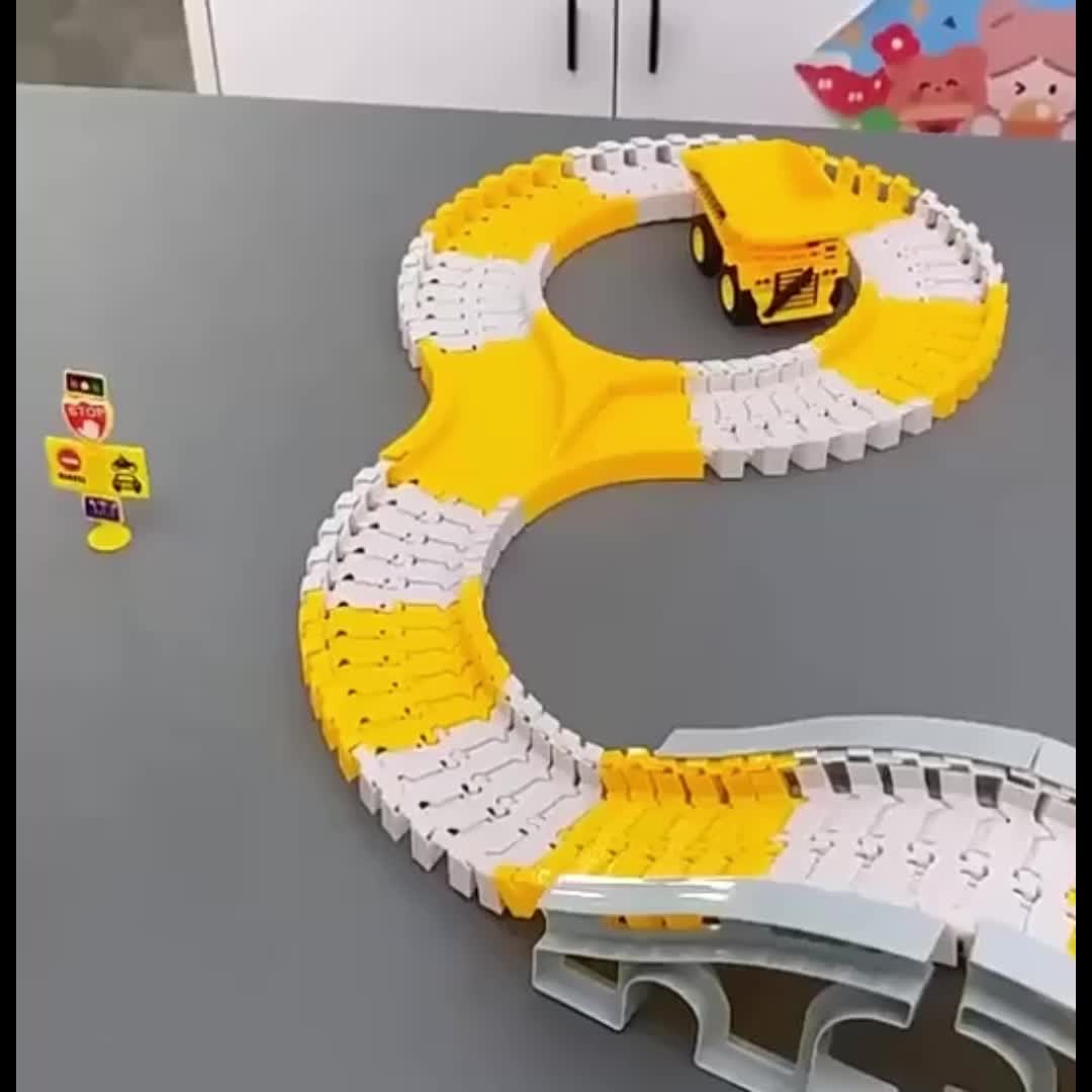 [Kids' Birthday Gifts] Tong Li Kids' Versatile Track Car Toys, Engineering Track Set, 3-8 Kids' Birthday Gifts Creative Building Electric Track Cars, Assembled Track Cars, Track Obstacle Challenge Cars, Train & Race Car Track Model Cars, High-Speed Track