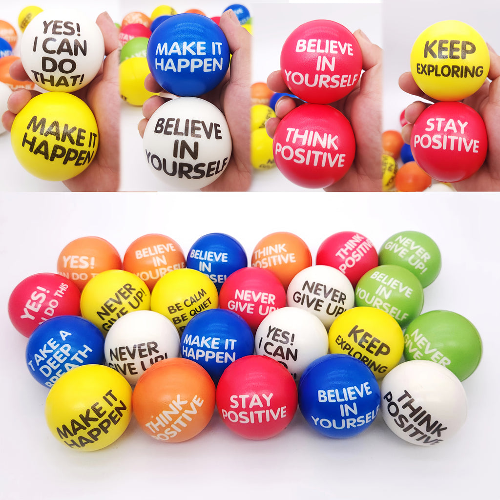 [Inspirational Sponge Balls] 30-Pack Inspirational Slogan Sponge Balls | 6.3cm Diameter, Classroom, Office, Team Building, Encouragement Reward, Creative Fun Hand Fitness Relaxation Ball, Party Event, Christmas Gift
