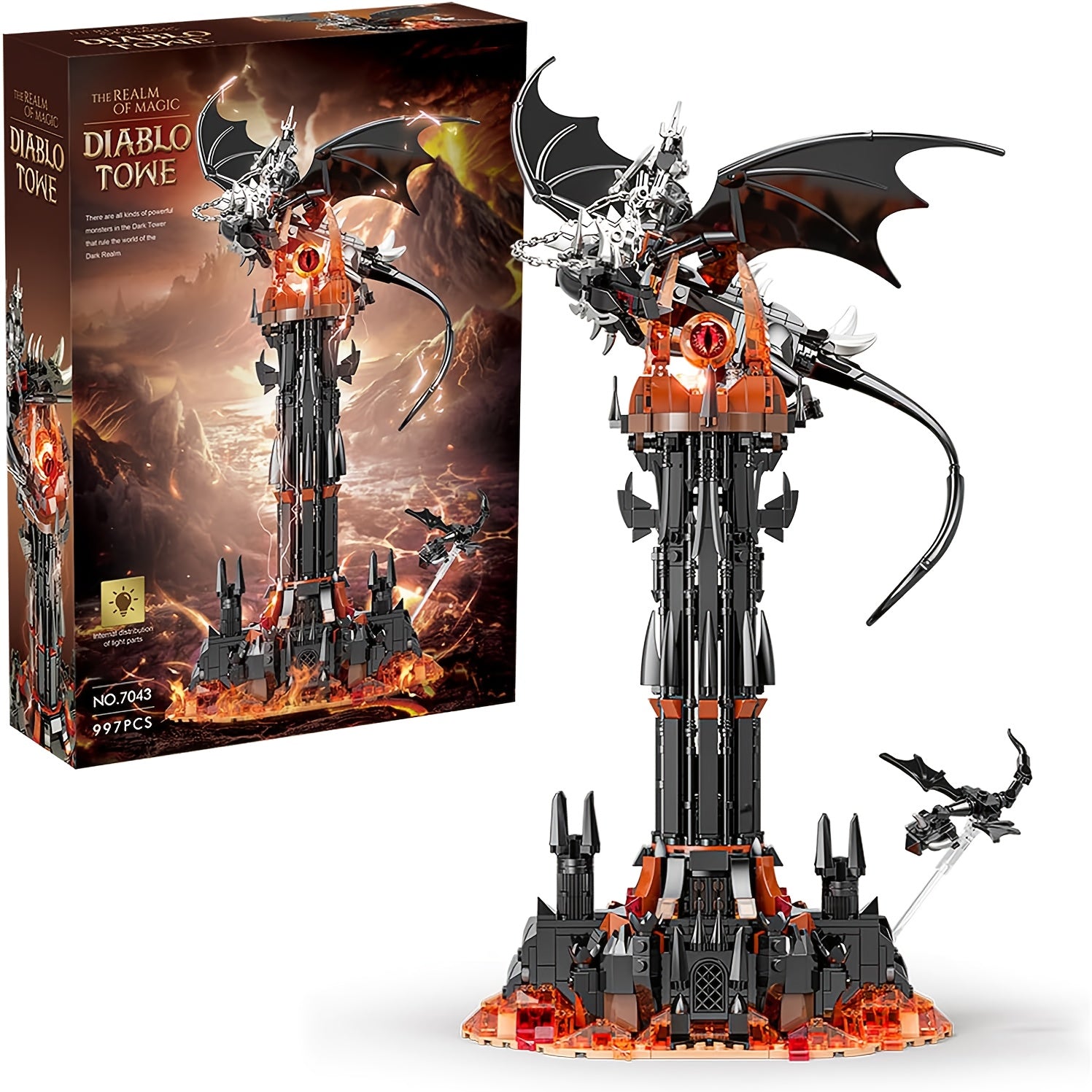 Black Dragon Guardian Tower Dragon Castle Building Assembly Model Halloween Gift Dark Black Magic Tower