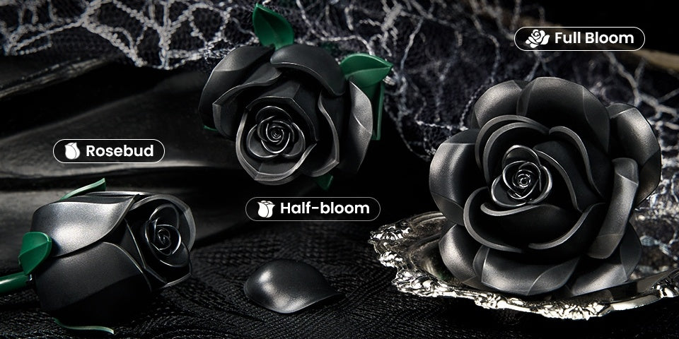 Special Party Gift Gothic Black Rose Flower Artificial Flower Art Piece Background Bouquet Building Set 3 Rose Building Pieces Set 152pcs