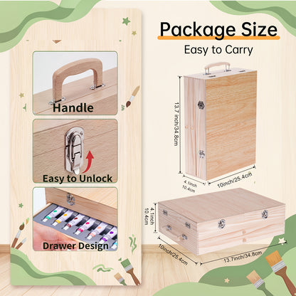 Professional Wooden Tabletop Art Easel for Painting, 85 Pieces Starter Acrylic Paint Set with Acrylic Paints, Sketch Pads, Brushes and Palette for Adults, Beginners, Professional, Arts, Crafts & Sewing, Painting, Drawing & Art Supplies