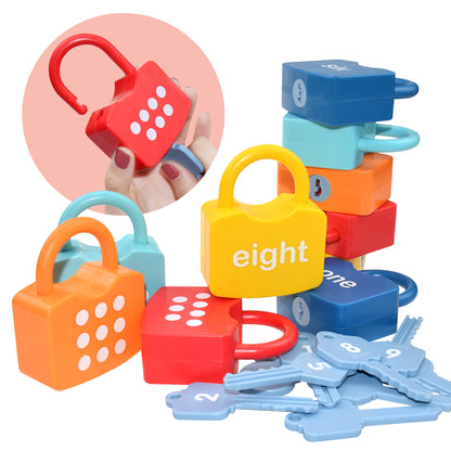 Children's Learning Toys, 10 Sets of Children's Number Locks and Key Counting Toys, Suitable for 3-5 Year Old Preschoolers, Preschool Activity Toy Games, Kindergarten Classroom Essential Math Toys, Educational Birthday and Christmas Gifts
