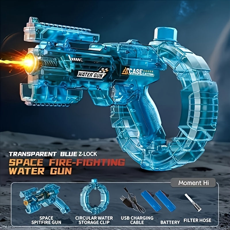 Electric Flame Water Gun, Pulse Jet Squirt Gun with LED Flash And USB-C Charging, 40Ft Long-Range Rapid-Fire Water Blaster, for Kids And Adults, Adult Water Gun for Pool Beach Backyard