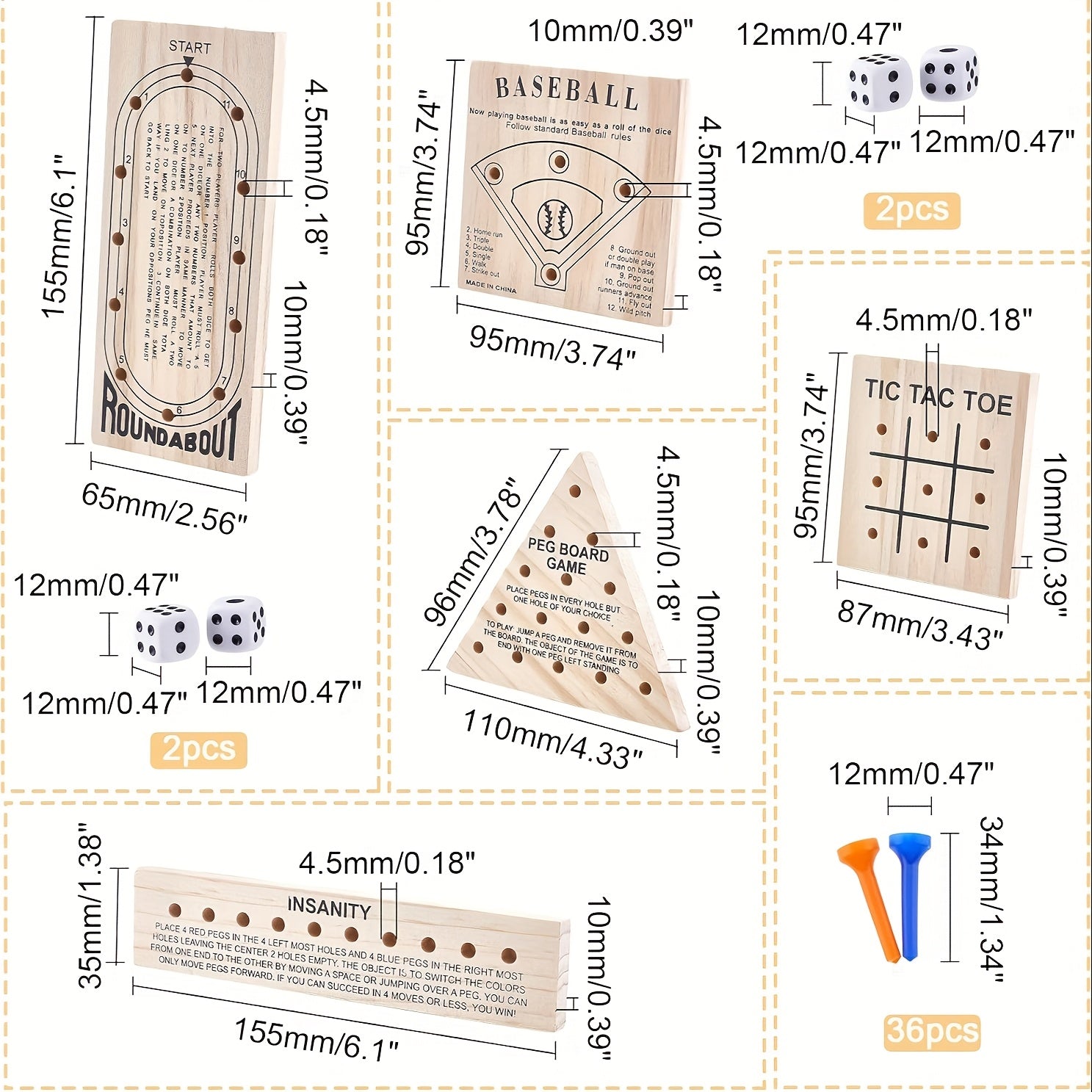 1-set/2-set Wooden Board Game, Luban Lock Including 5 Style Wooden Game Board And Plastic Pieces And Dice Puzzle Brain Games Set, Wooden Peg Games Assortment Kit Board Games Clearance
