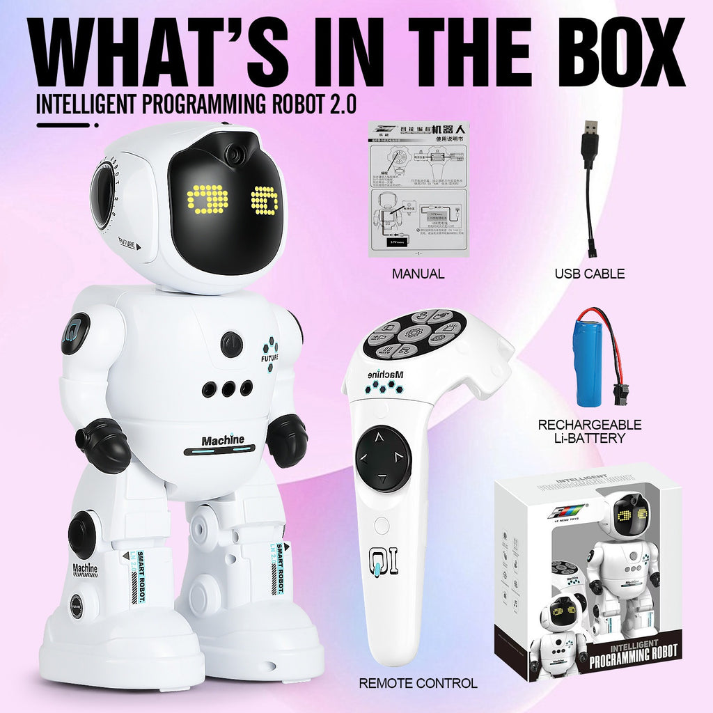 Voice Control Robot Remote Control Robo Toys Infrared RC Robots with Gesture Control LED and Voice Interactive Intelligent Warriors as Gift for Kids