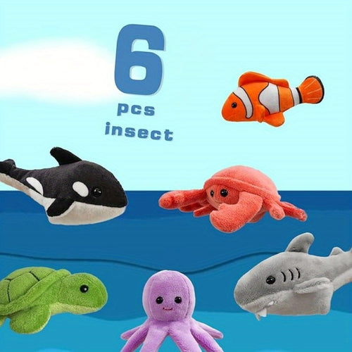 6pcs Finger Puppets Set, Cute Sea Animal Finger Puppet For Role-Playing Mini Hand Puppets Suitable For Kids, Sea Animal Puppets For Storytelling, Realistic Finger Puppet For Toddlers.