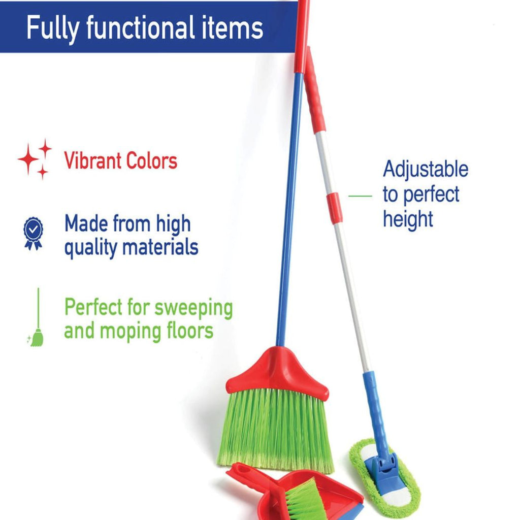 Play22 Kids Cleaning Set 4 Piece - Toy Cleaning Set includes Broom, Mop, Brush, Dust Pan - Toy KitchenCleaning Set