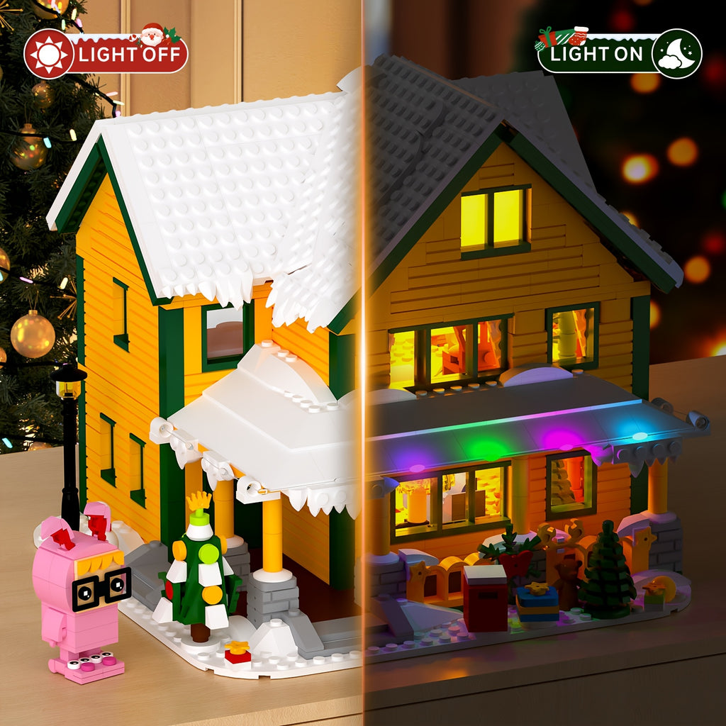 1146pcs Christmas Story Building Blocks Set, Classic Movie-Style Large Christmas House Model with Character Figures & Exquisite Interior, Suitable for Family & Family Interaction, Desktop Decoration & Collection, Safe High-Quality ABS Material
