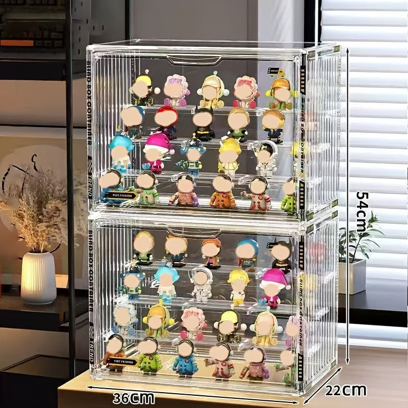 4 Tiers/ 3 Tiers Clear Display Case for Figures with 3/ 2 Adjustable Dividers, Acrylic Storage Organizers Box with Magnetic Door, Dust-Proof Showcase for Collectibles Action Figure
