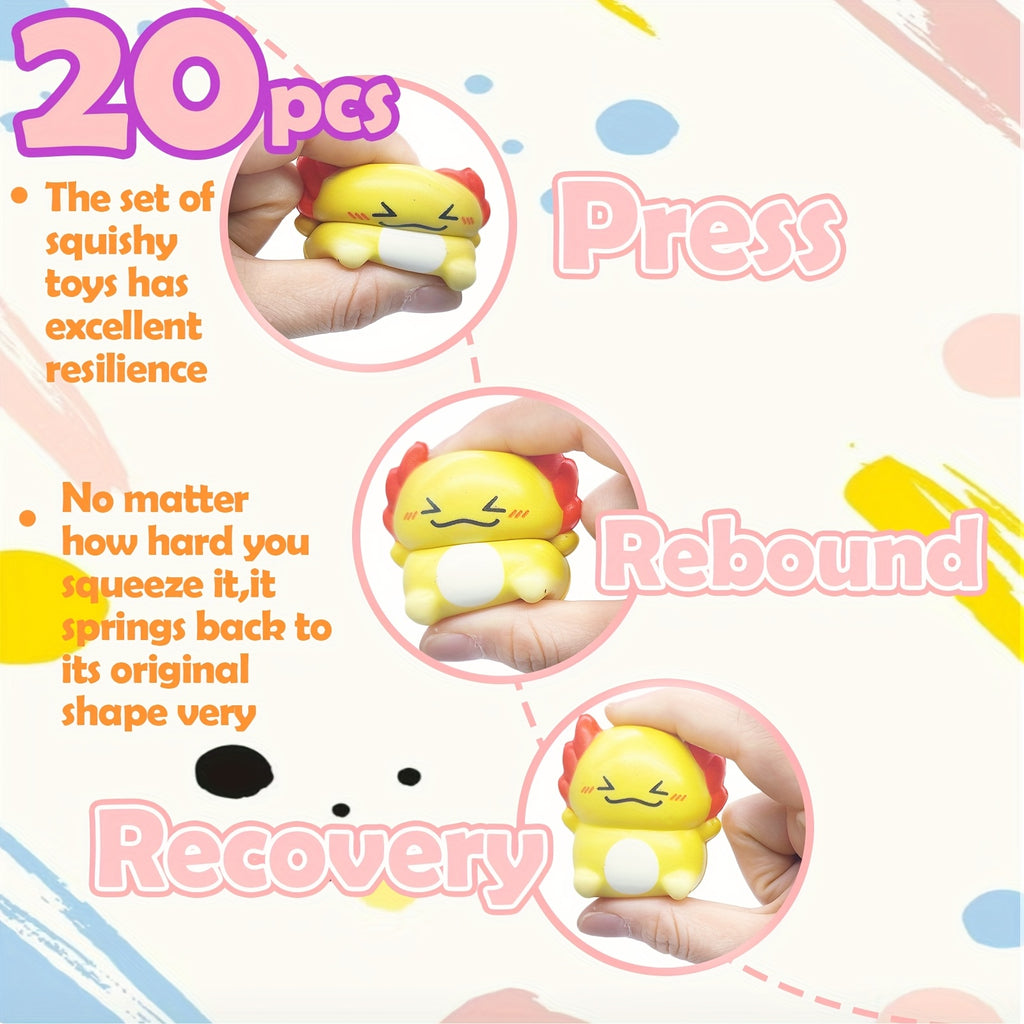 [Squishy Sensory Fidget Toys] 20PCS Axolotl Salamandrid Squishy Toys Slow Rising Toys Axolotl Salamandrid Slow Rising Toys Newt Toys Slow-Rise(Individually Wrapped)Small Foam Squishies Toys Ice-cream Shape Squishy Toy Squeeze Sensory Tall Fun Axolotl Fidg