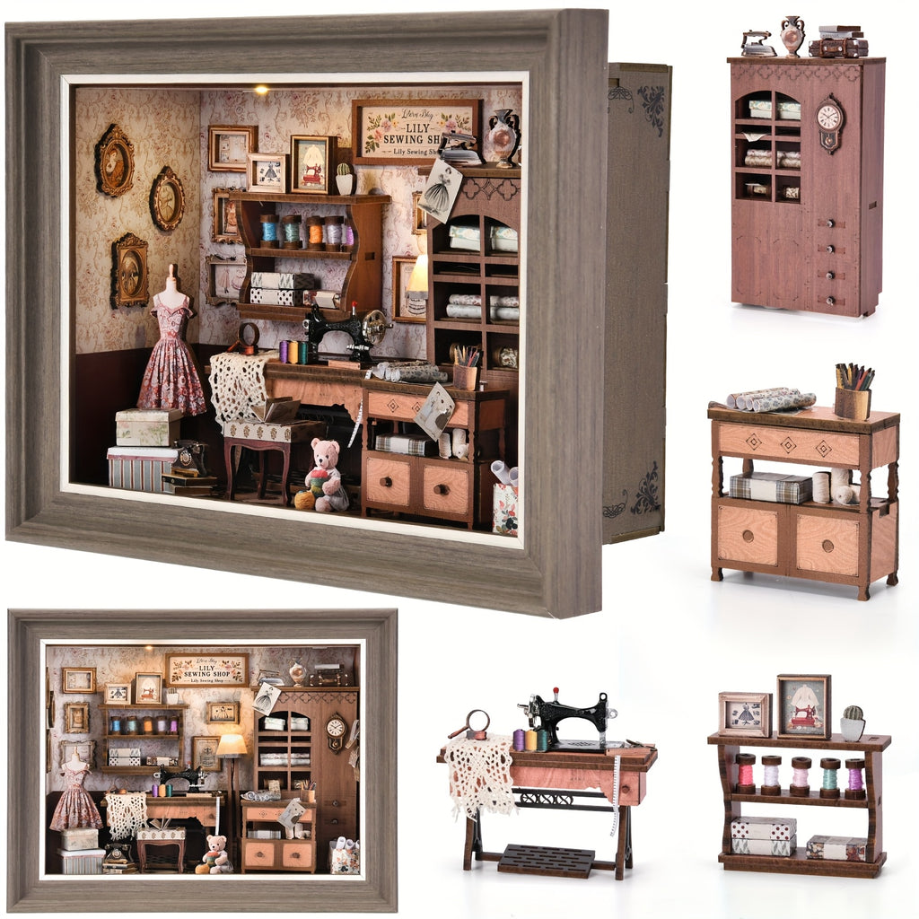 Booknook Kit School Supplies, 1pc 3D Model Building Kit Sewing House Style Assembly, Cool Room Decor Cheap Stuff, 3D Wooden Puzzle Booknook Decor, Local Warehouse, Special Birthday Gift for Adults Teens, Clearance and Closeout Deal