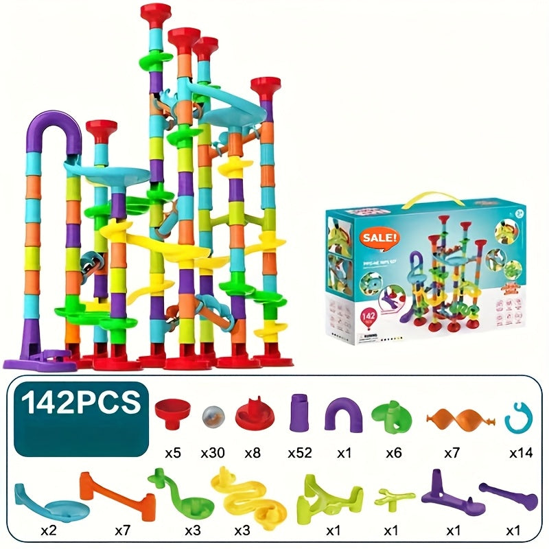142/197pcs Marble Race Track Toys, Marble Run Set, Construction Building Blocks Game for Kids Birthday STEM Gifts, And Early Cognition, Hand Exercise, Parent-child Interaction, for Christmas Gifts, Best Gift for Holidays, Halloween, Christmas
