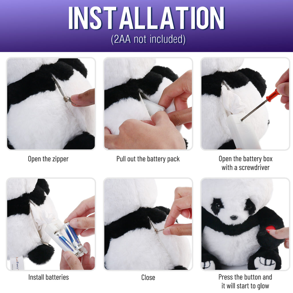 12'' Light Up Panda Stuffed Animals, Kawaii Panda Bear Plush with LED Light, Hugging Toy Gift for Kids Birthday Gift For Boys Girls, Christmas Gifts,Home Decor,Mother's Day