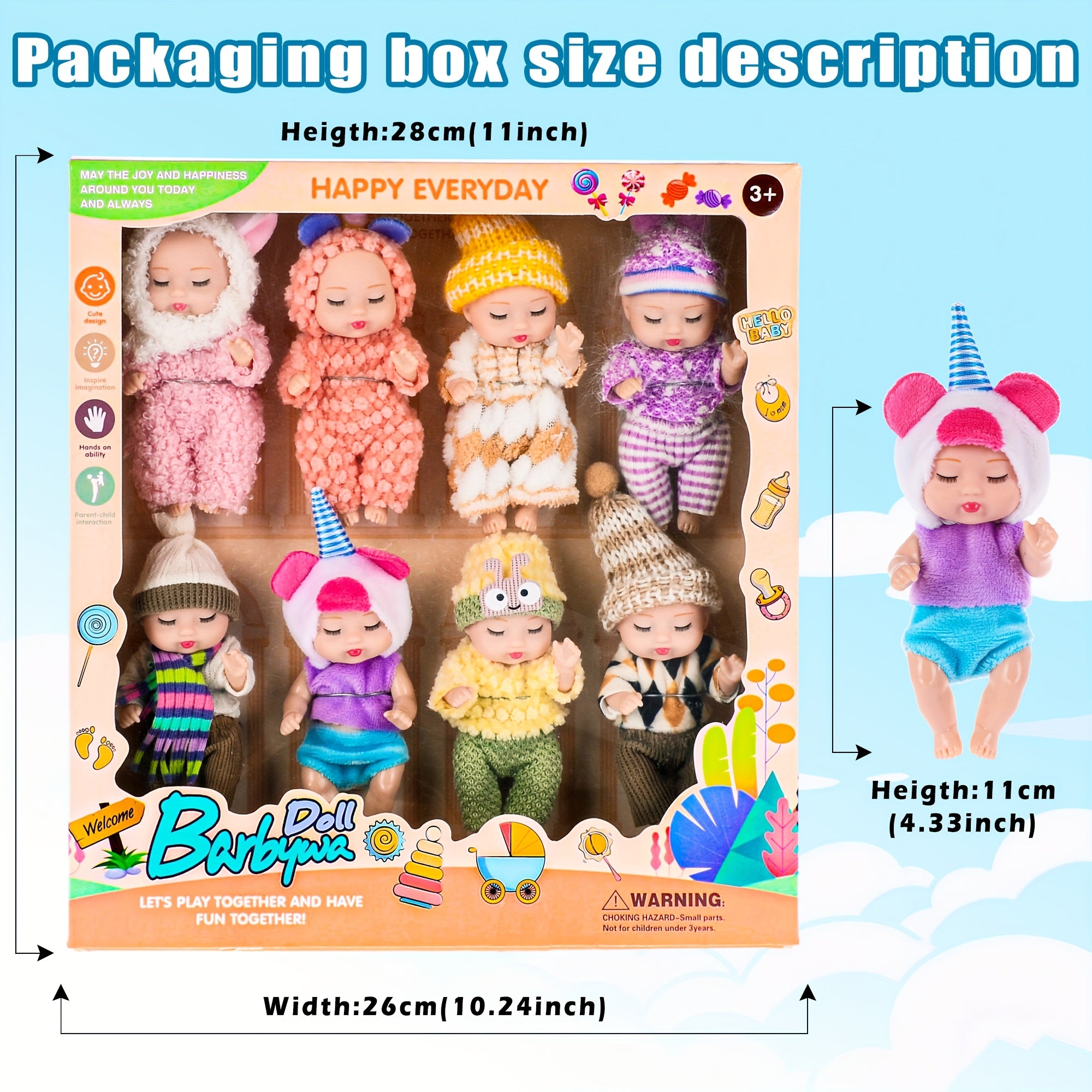 [Christmas Gift] 8 Pack Mini Baby Dolls - 4 Inch Lifelike Baby Dolls for Girls, New Year's Gift, Christmas Gift for Girls 3-6, 6-12