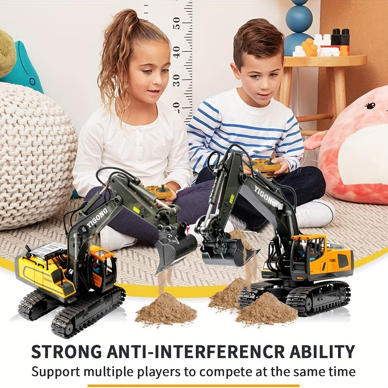 Remote Control Excavator, Bulldozer, Dump Truck, Loading Truck, Toy Set, Single Or Multiple Combination Set, Boys' Model, 1200mAh Remote Control Excavator Toy With Metal Shovel And Light, Suitable For Boys Over 6 Years Old