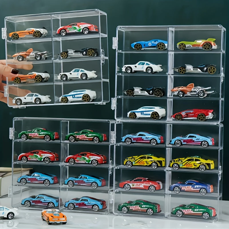 2026 Two Sets Of 1:64 Scale Toy Model Car Acrylic Display Cabinets - Transparent And Durable Storage Cabinets with Multi-compartment Design, Safety Covers And Fashionable Appearance for Match Day, Football Fan Gear and All Fans