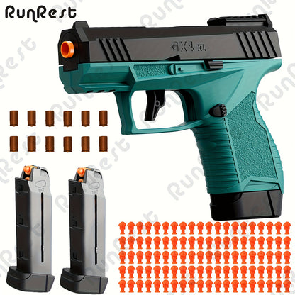 Soft Bullet Toy Guns, Soft Bullet Gun Toy ( 100 Bullets, 12 Shells, and 2 Magazines) Jumping Shell Automatic Rebound Decompression Can Be Empty Hanging Supply Clip, Educational Model Pistol Shooting