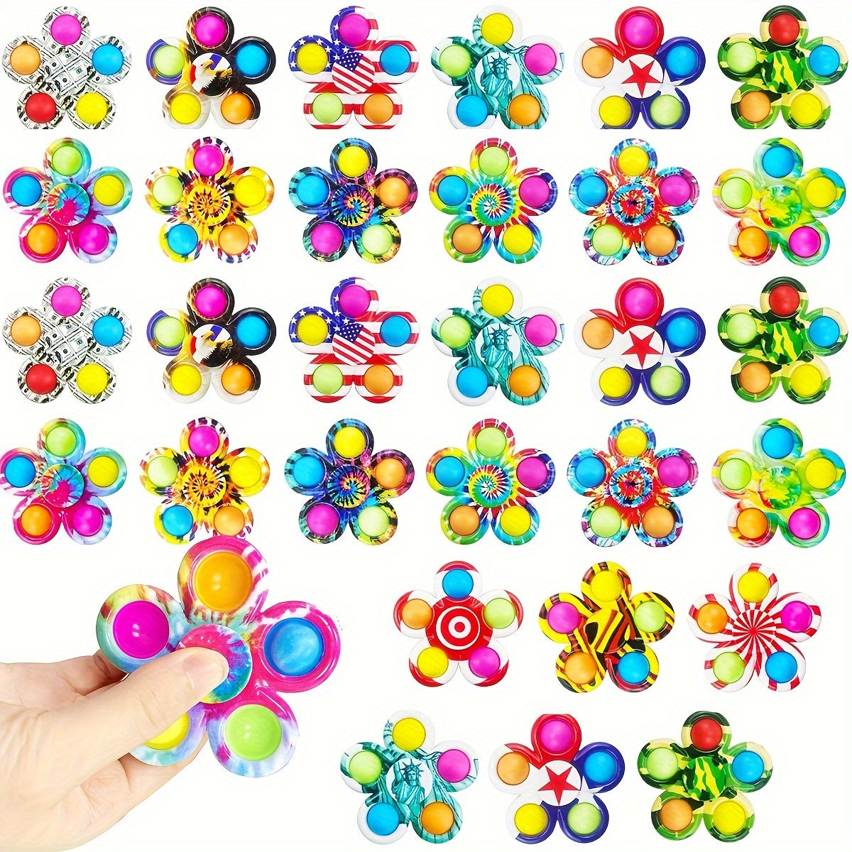 [30 Fidget Spinners] MEZHOBBY 30 Fidget Spinners Toys | Party Favors Gifts for Kid, Pop Fidget Spinner Pack Bulk, Little Sensory Fidget Toys Pack, Classroom Prizes for Girls Boys Students