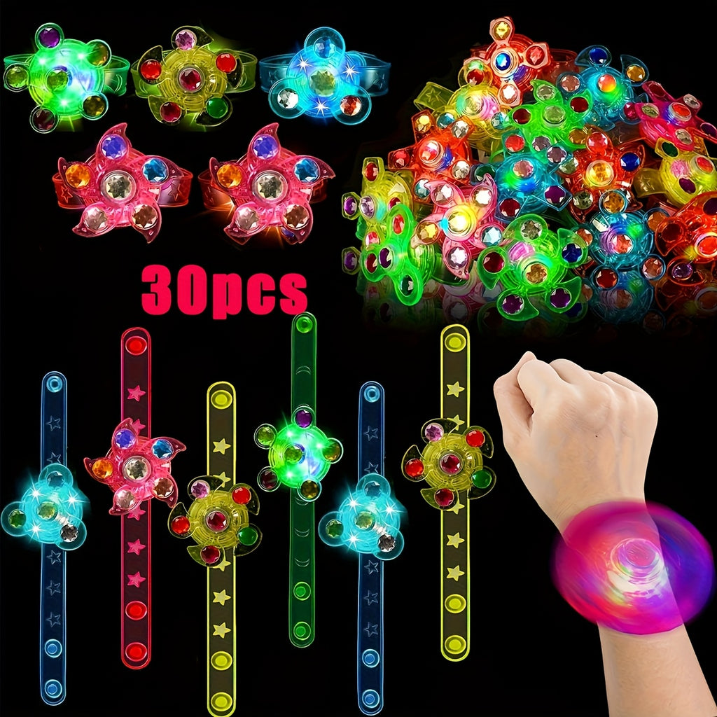 [Birthday Gifts, Party Favors] 30pcs LED Light Up Fidget Spinner Bracelets Party Favors, Glow In The Dark Party Supplies, Birthday Gifts, Treasure Box Toys for Classroom