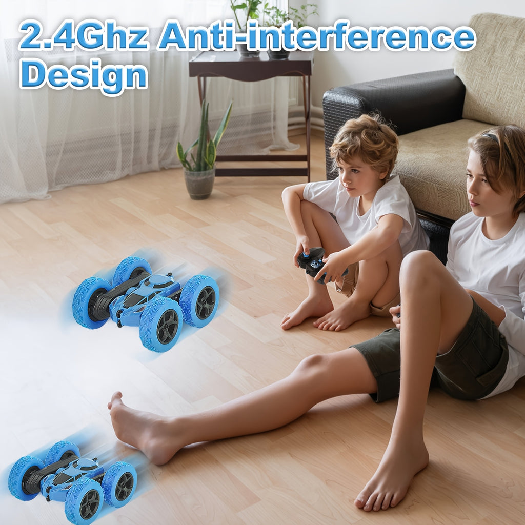 Double-Sided RC Stunt Car for Kids Ages 6+, 2.4GHz 360° Rotating Remote Control Flip Car with Headlights, 1400mAh Rechargeable Battery, Birthday And Christmas Gift