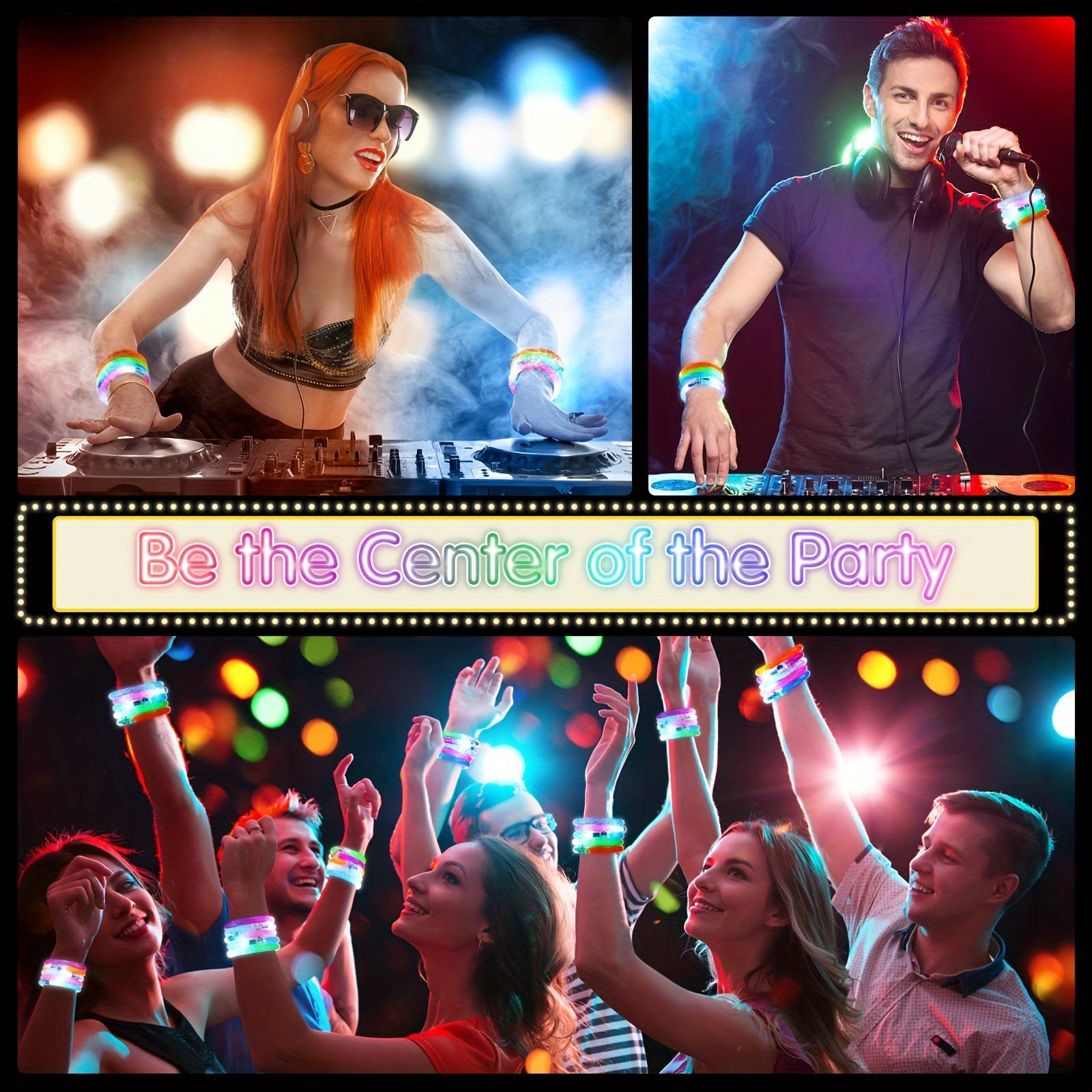 100pcs Glow Sticks Bracelets Glow In The Dark Bracelets 6 Color LED Bracelets Flashing Light Up Bracelet Set Neon Party Supplies for Light Up Rave Concert Birthday Carnival Party Favors