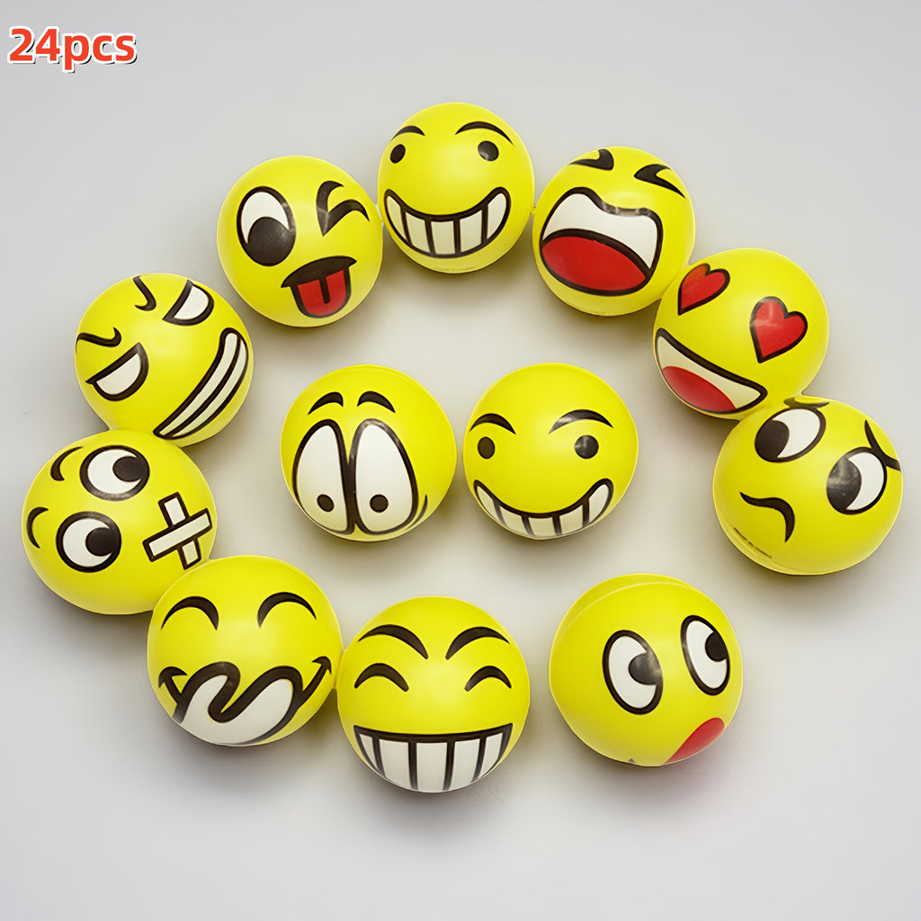 [Stress Relief Toys] 24pcs Mini Squeeze Balls With Random Facial Expression Designs Novelty Stress Relief Toys Fun And Wacky Hand Pressed Popping Toys Ideal For School Carnival Prizes Student Rewards Party Favors And Holiday Giveaways