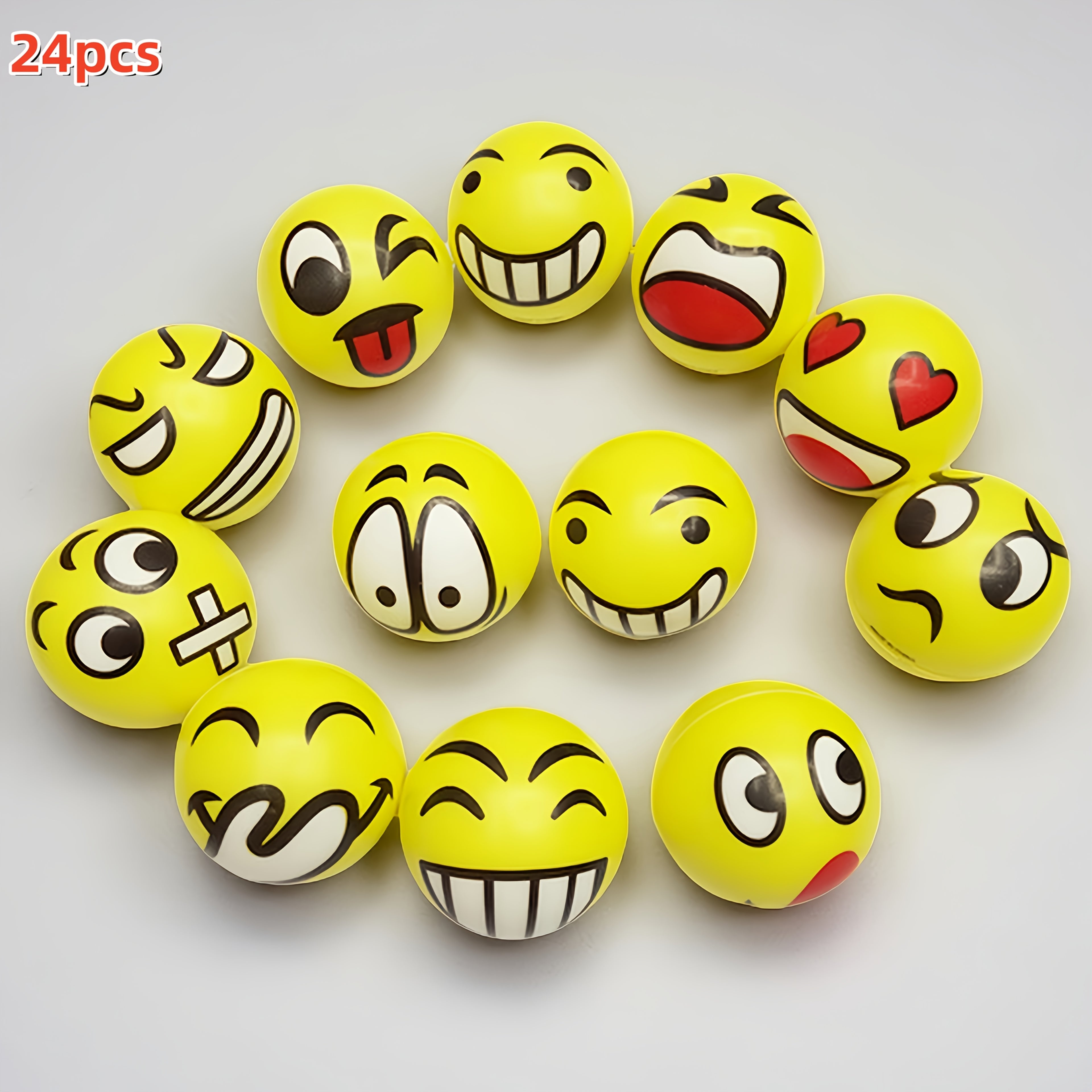 [Stress Relief Toys] 24pcs Mini Squeeze Balls With Random Facial Expression Designs Novelty Stress Relief Toys Fun And Wacky Hand Pressed Popping Toys Ideal For School Carnival Prizes Student Rewards Party Favors And Holiday Giveaways