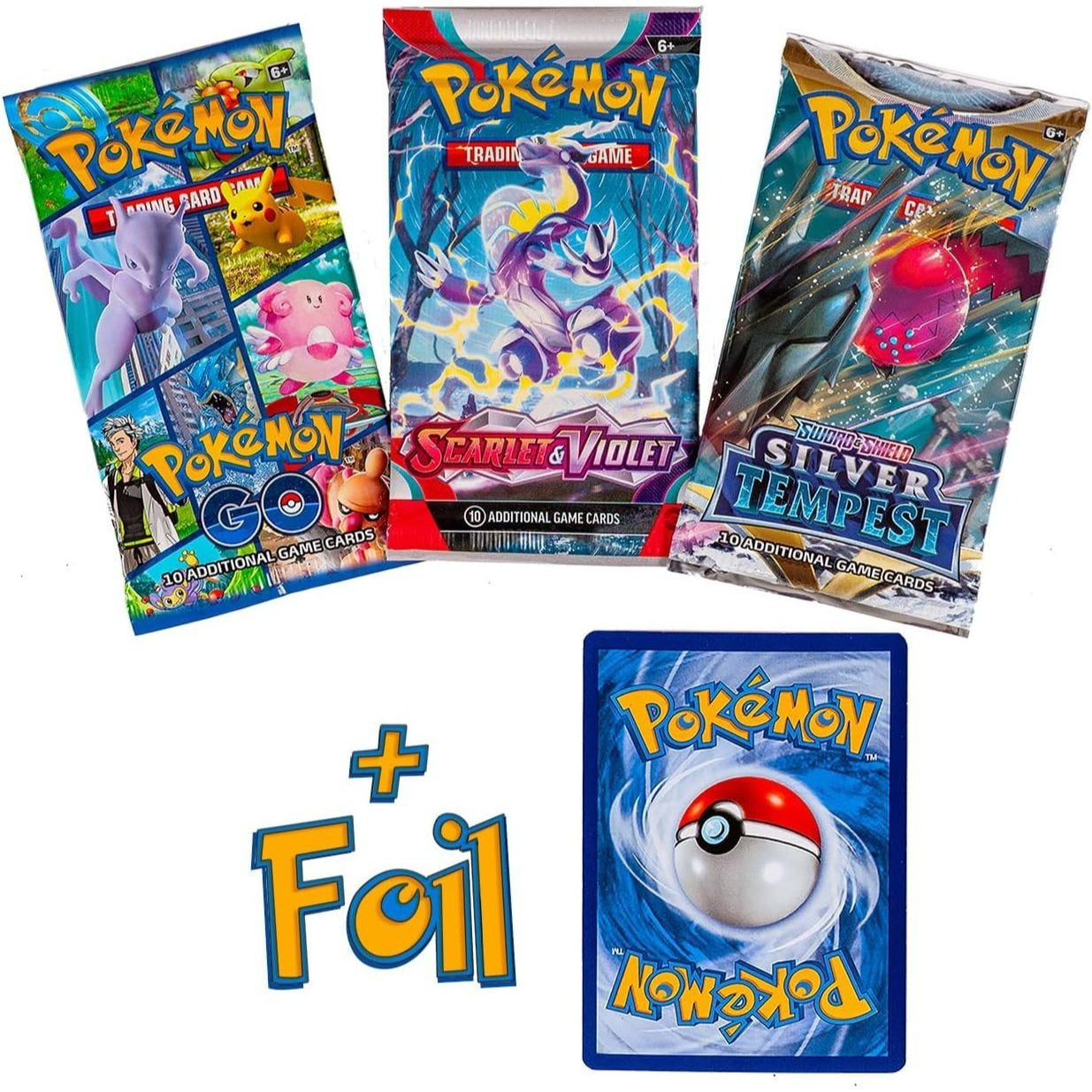 Pokemon TCG: 3 RANDOM Booster Packs & 1 Random Foil | Includes 3 Booster Packs of Random Cards & 1 Individually Packed Foil Card.