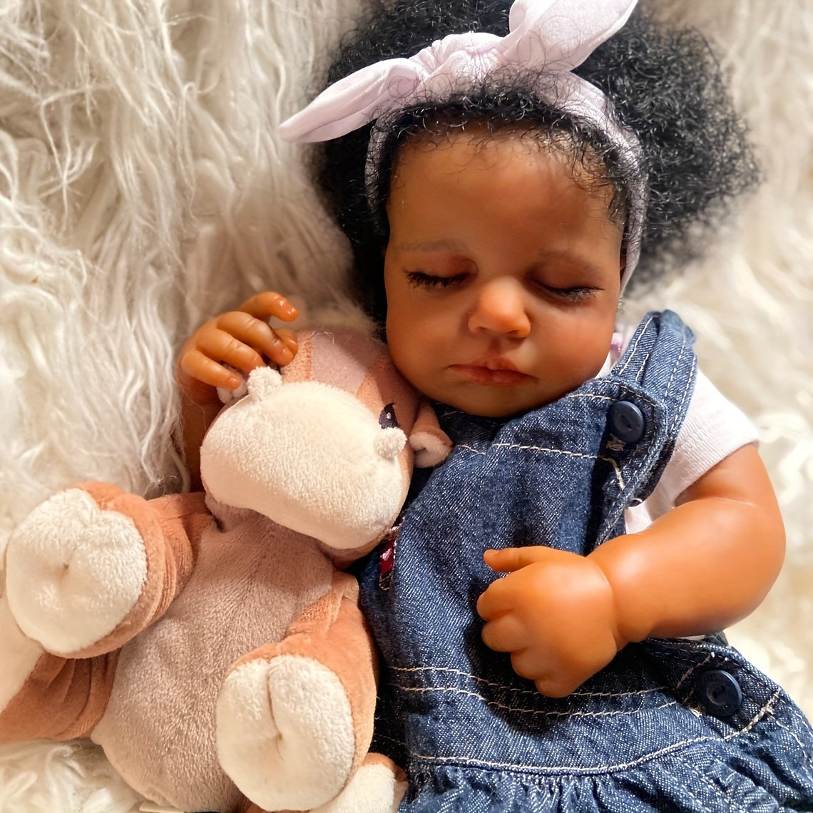 Novocreation 19" Realistic Sleeping Youngsters Doll, Hand-Painted Details with Curly Blue Hair, Soft Touch Vinyl Limbs & Cloth Body - Includes Soothing Item, Plush Toy, and Birth Certificate - Perfect for Gifts and Collectors, Youngsters Doll