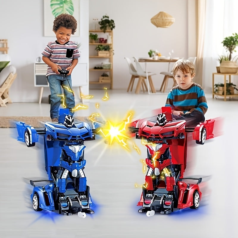 A Remote-Controlled Car That Transforms Into a Robot with a Single Button, Featuring Stylish LED Headlights, in a 1:18 Scale, Capable of 360-Degree Drifting. It'S an Ideal Gift for Christmas, Birthdays, Or Easter for Both Boys And Girls