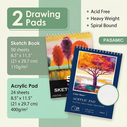 172pcs Deluxe Art Set with An Exquisite Gift Box And 2 Drawing Pads, Crayons, Acrylic Paints, Colored Pencils Set In Wooden Case, Professional Art Kit, Paint Supplies, Gift, Christmas, Art & Crafts, Craft Kits