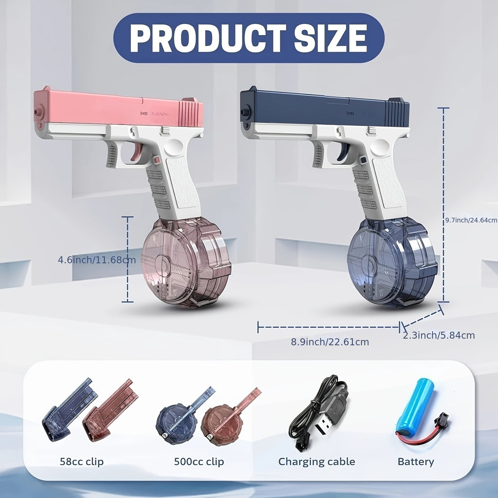 Pink/blue High-capacity Automatic Water Gun - A Long-range, Durable Toy with Dual Magazines And An Ergonomic Grip, Perfect for Summer Swimming Pools And Outdoor Entertainment, A Toy Gun