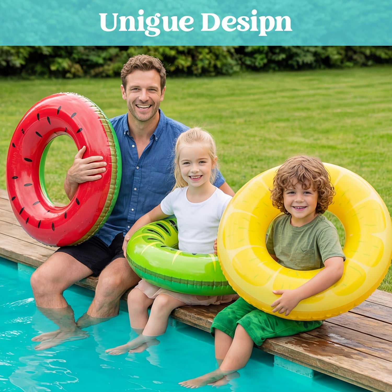 Glitter Donut Pool Float 32.5'' (3-Pack), Inflatable Swim Ring, Fun Balloon Ring Toy for Summer Pool Party And Donut Party Supplies