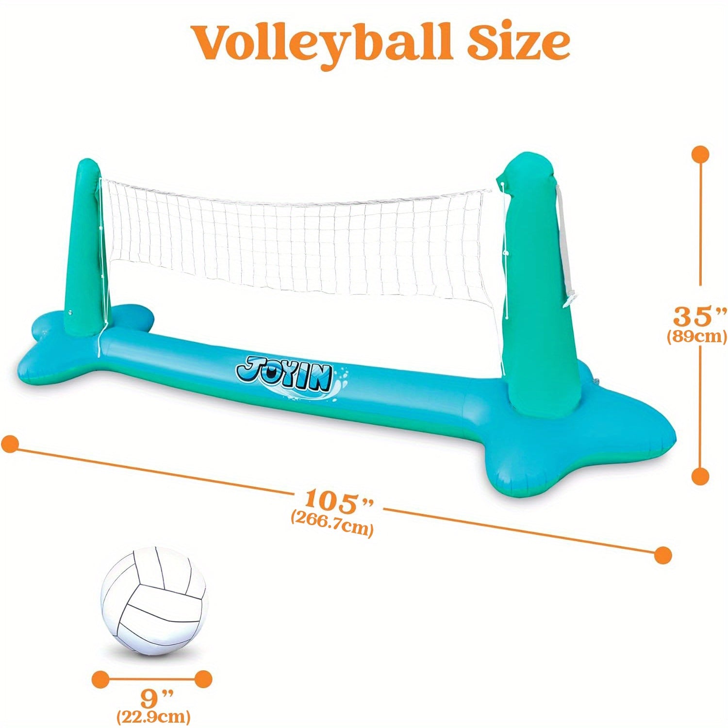 SYNCFUN Inflatable Pool Float Set Volleyball Net & Basketball Hoops, Floating Swimming Game Toy for Kids And Adults, Summer Floaties, Pool Party Games & Activities, Volleyball Court (105''x28''x35'') Basketball (27''x23''x27''), L-Blue