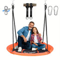 43" Large Rotating Saucer Swing for Kids, 360° Spinner Swing with Swivel, Adjustable Ropes And Hanging Straps, Outdoor Tree Or Swing Set Accessory, Durable Round Mat for Playground Or Backyard, Day Gift