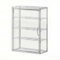 4 Tiers Wall-Mounted Acrylic Display Case | Clear Figure Display with 3 Adjustable Dividers, Magnetic Door, Dust-Proof, Large Collectibles Storage Shelf