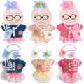 [3 Sets Labubu Doll Clothes] 3 Sets Fashion Doll Clothes for Labubu - Knit Tops + Tulle Skirts + Floral Hair Clips & Bags | Festive Gift Birthday Present for Ages 3+ (No Doll No Glasses)