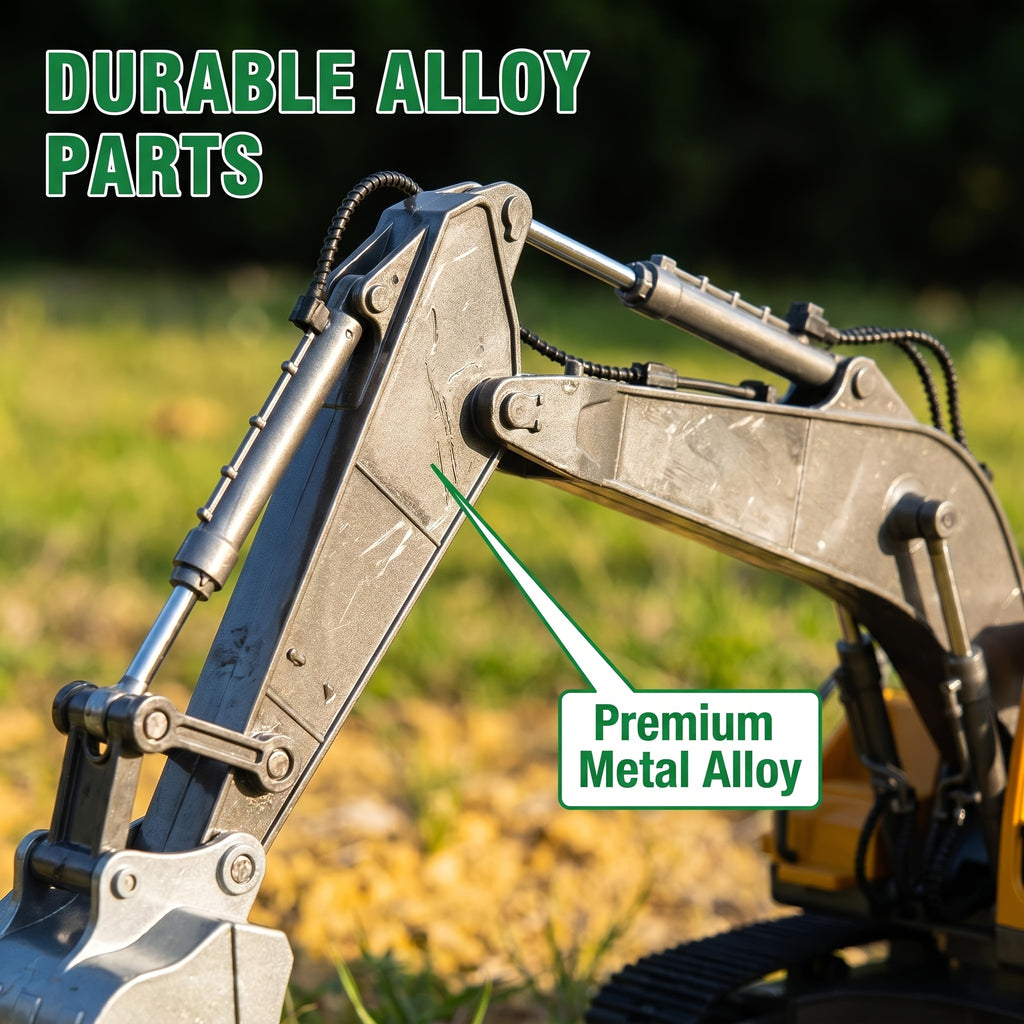 1:24 Alloy RC Excavator, Loader & Bulldozer - 680° Rotation & Working Arm, Forward/Backward/Turning, Realistic Design For Outdoor Sand/Grass Play, Ideal Christmas & Day Gift